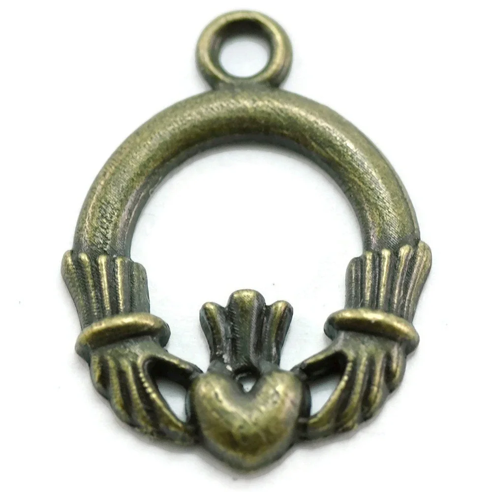 10pcs Claddagh Charms, Bronzetone Metal, jewelry making supplies